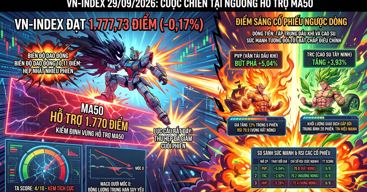 VNINDEX 29/09/2026: Kiểm định vùng hỗ trợ MA50/1.770 điểm sau chuỗi giảm điểm báo cáo vn index 29 09 2026