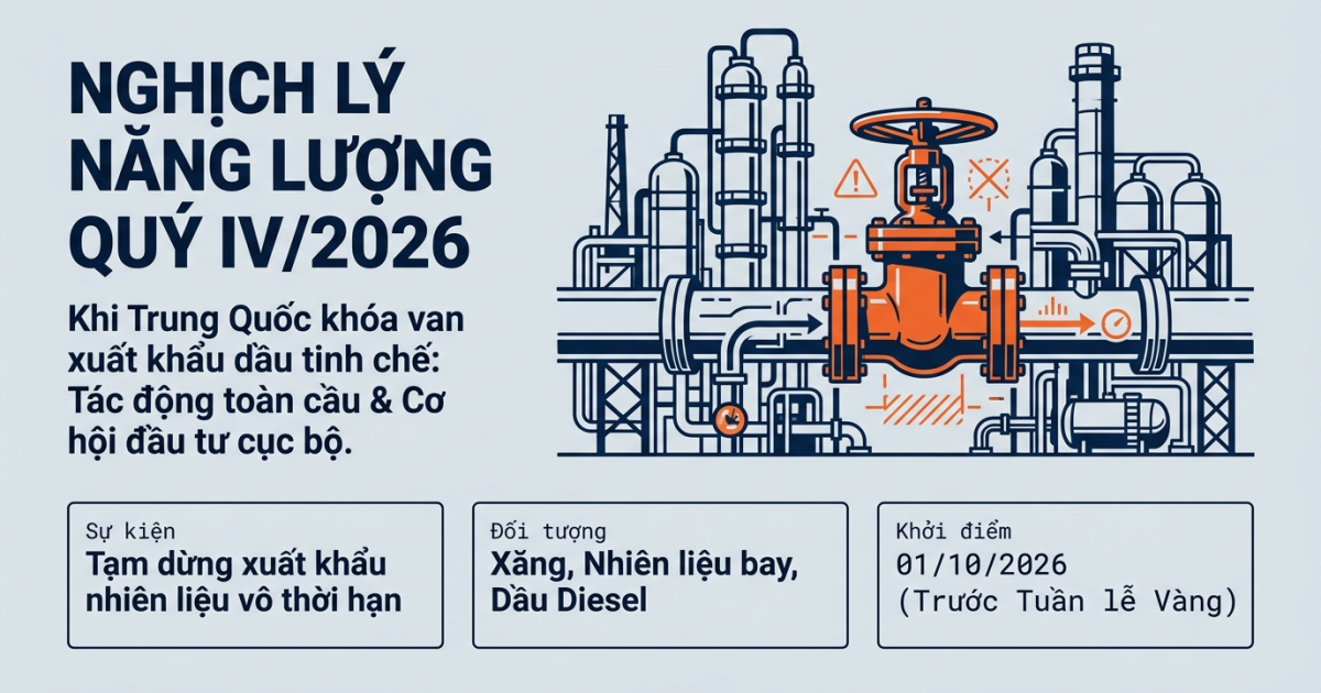 Trung Quốc đồng loạt tạm dừng xuất khẩu các sản phẩm dầu tinh chế (xăng, nhiên liệu bay, dầu diesel) nghịch lý năng lượng quý iv 2026 slide 1